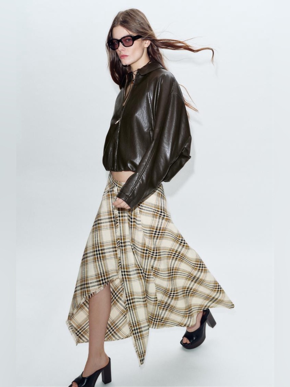 Zara Asymmetric Plaid Skirt - Picture 3 of 8
